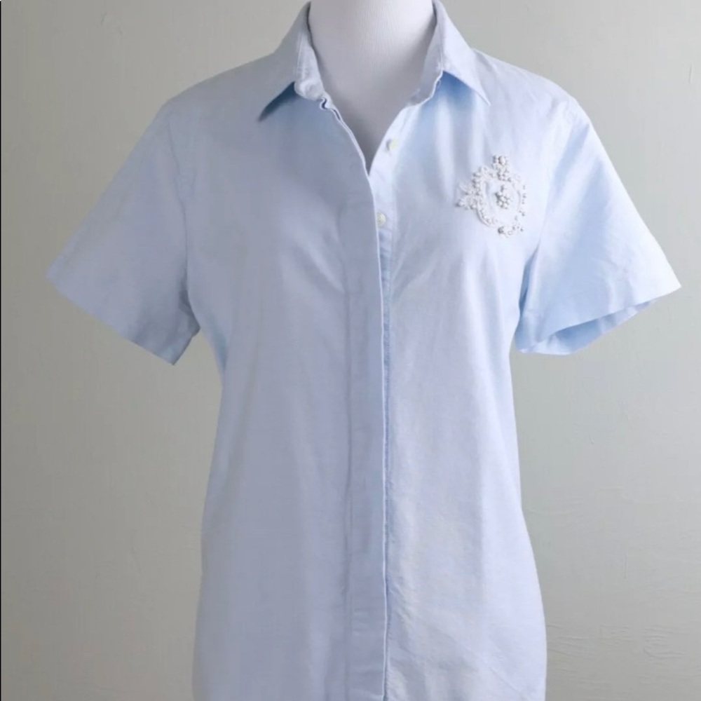 Beaded emblem shirt by J Crew Collection. Size 10.